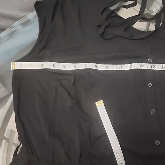 NWT Black Challis Button-Front Romper - Picture 5 of 8